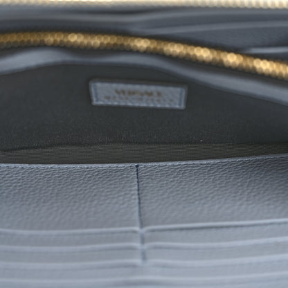 Versace Grained Calfskin Virtus Zip Around Wallet Light Blue 5 of 11