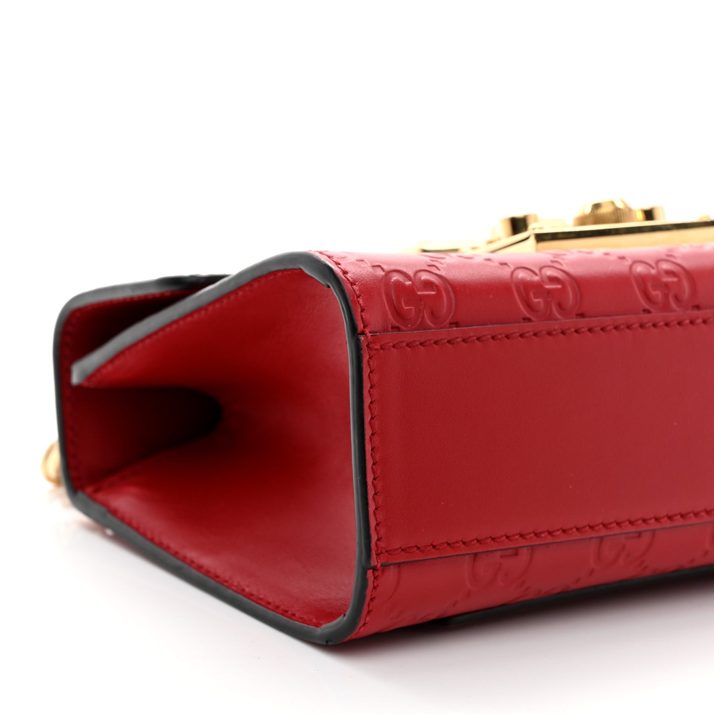 Guccissima Small Padlock Shoulder Bag Hibiscus Red