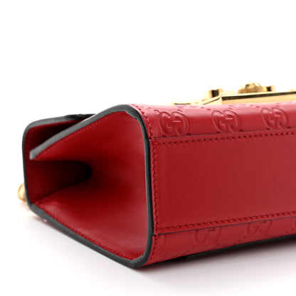 Gucci Guccissima Small Padlock Shoulder Bag Hibiscus Red 9 of 12