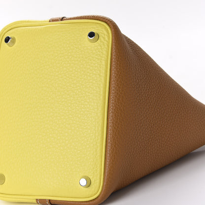 Hermes Taurillon Clemence Casaque Picotin Lock 18 PM Lime Sesame 8 of 12