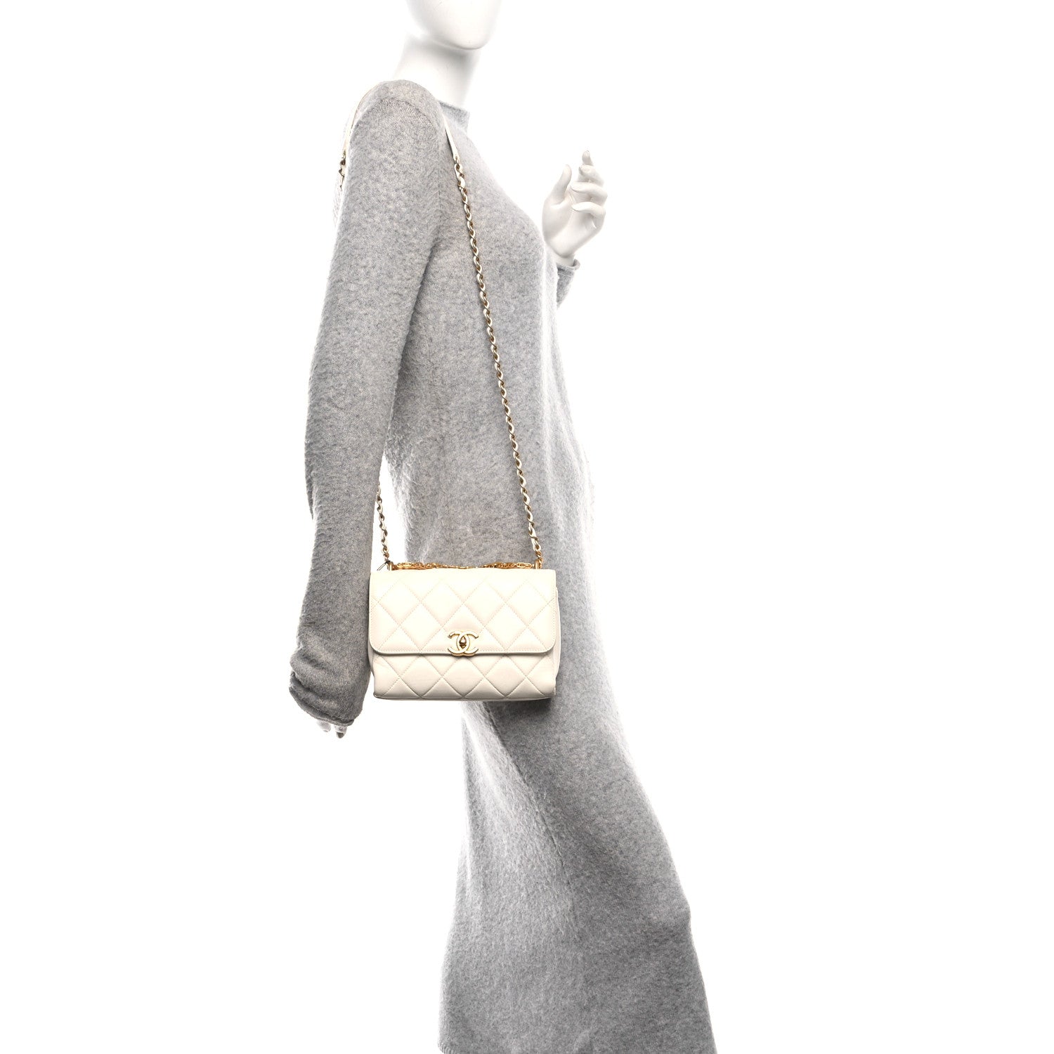 Chanel Lambskin Quilted Small CC Crystal Logo Chain Flap White 2 of 10