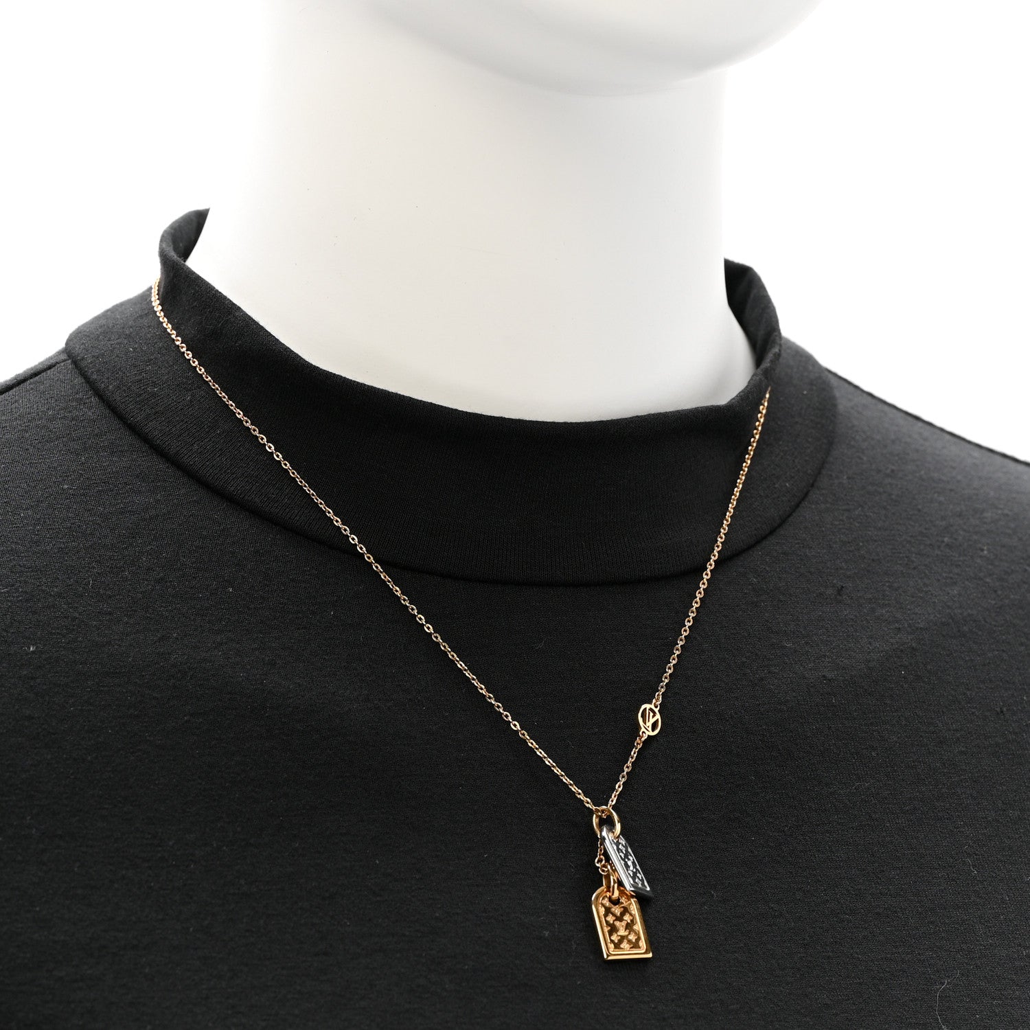 Louis Vuitton Nanogram Name Tag Necklace Gold Silver 1811745