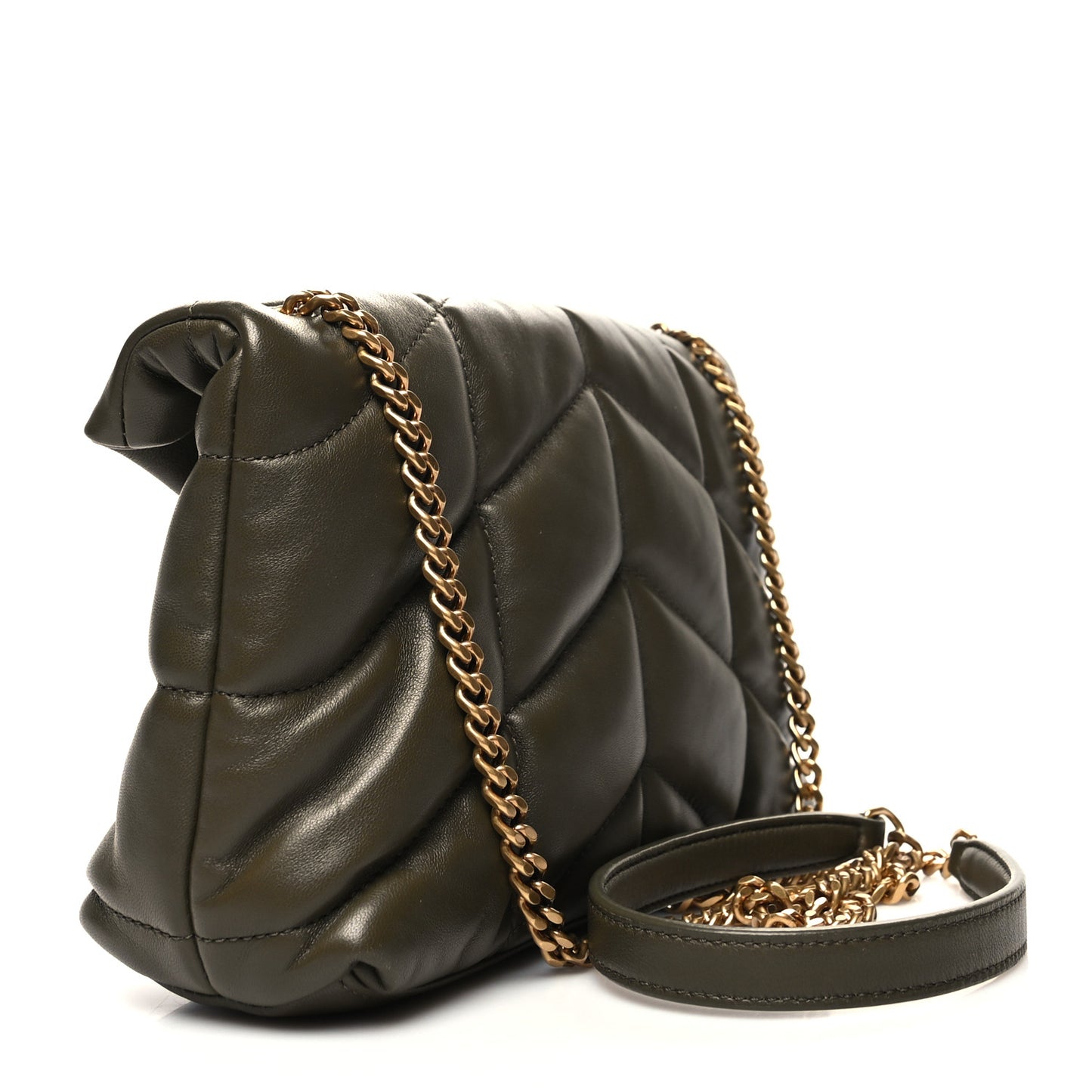 Lambskin Quilted Toy Loulou Puffer Monogram Chain Satchel Seaweed