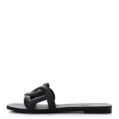 Hermes Rubber Aloha Sandals 37 Black 1 of 8