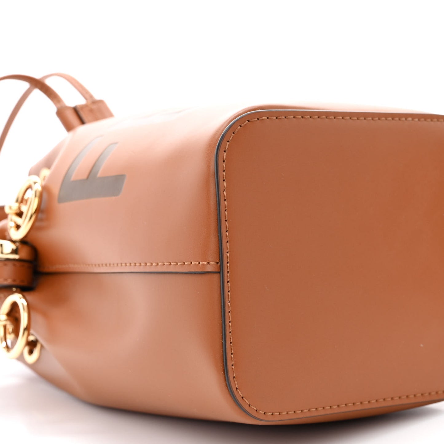 Vitello King F is Fendi Logo Embossed Mini Mon Tresor Bucket Bag Cuoio