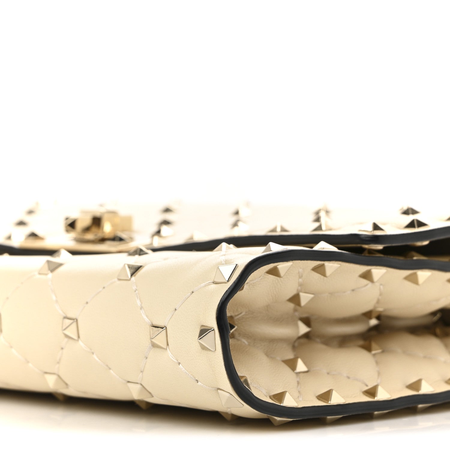 Valentino Garavani Nappa Rockstud Spike Wallet on Chain Light Ivory 9 of 10