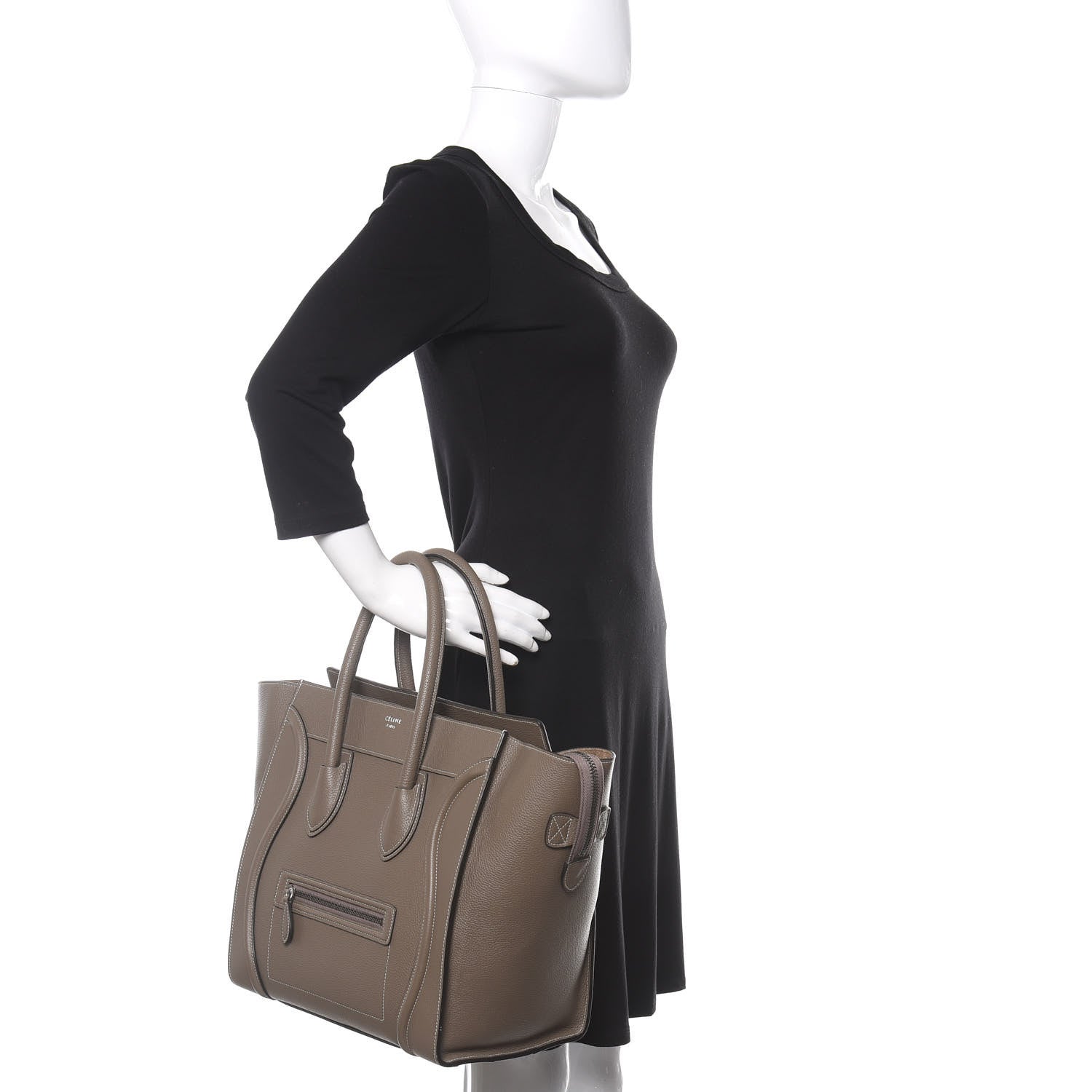 Celine Drummed Calfskin Mini Luggage Souris 2 of 11