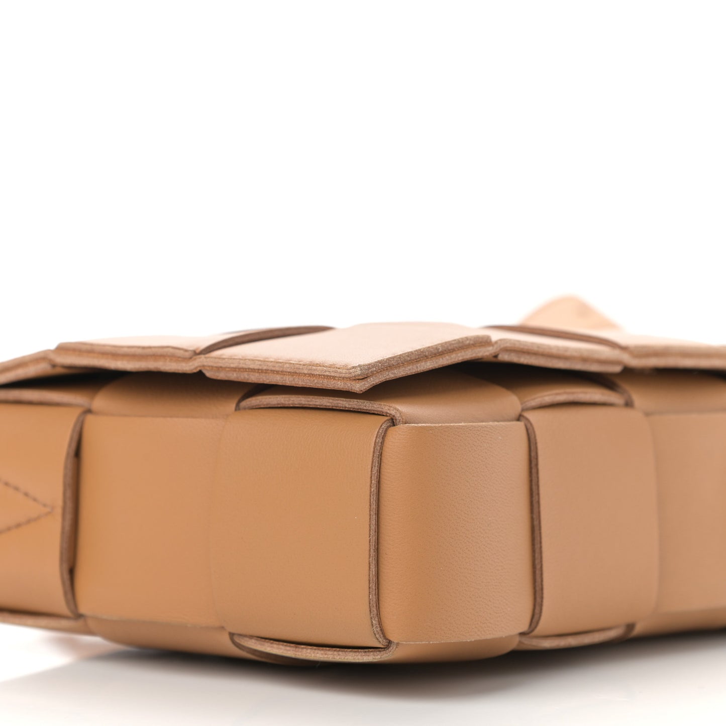 Lambskin Maxi Intrecciato Cassette Crossbody Bag Caramel