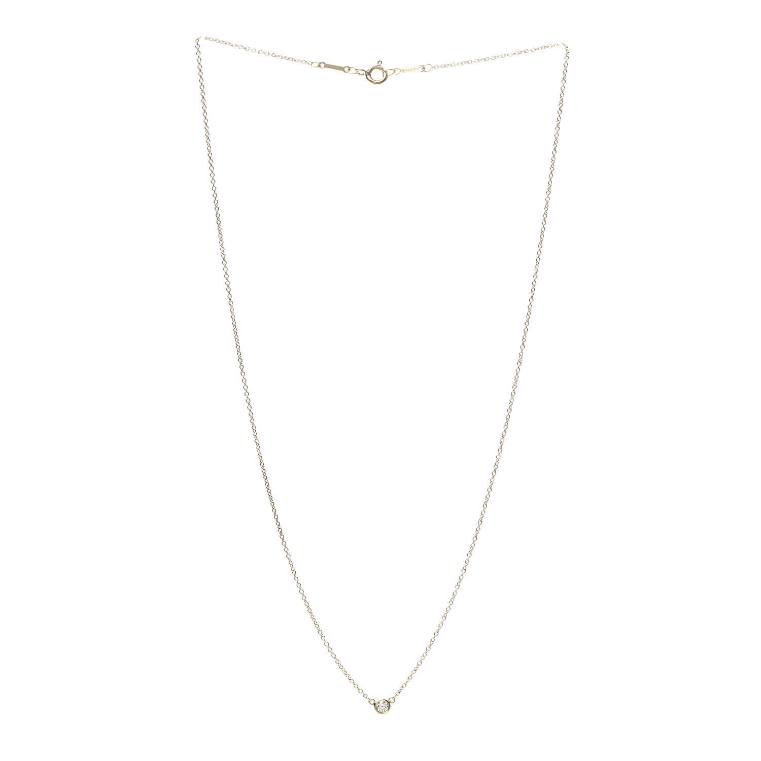 Tiffany 18K Yellow Gold Diamond .09ct Elsa Peretti Diamonds by the Yard Pendant Necklace 3 of 6