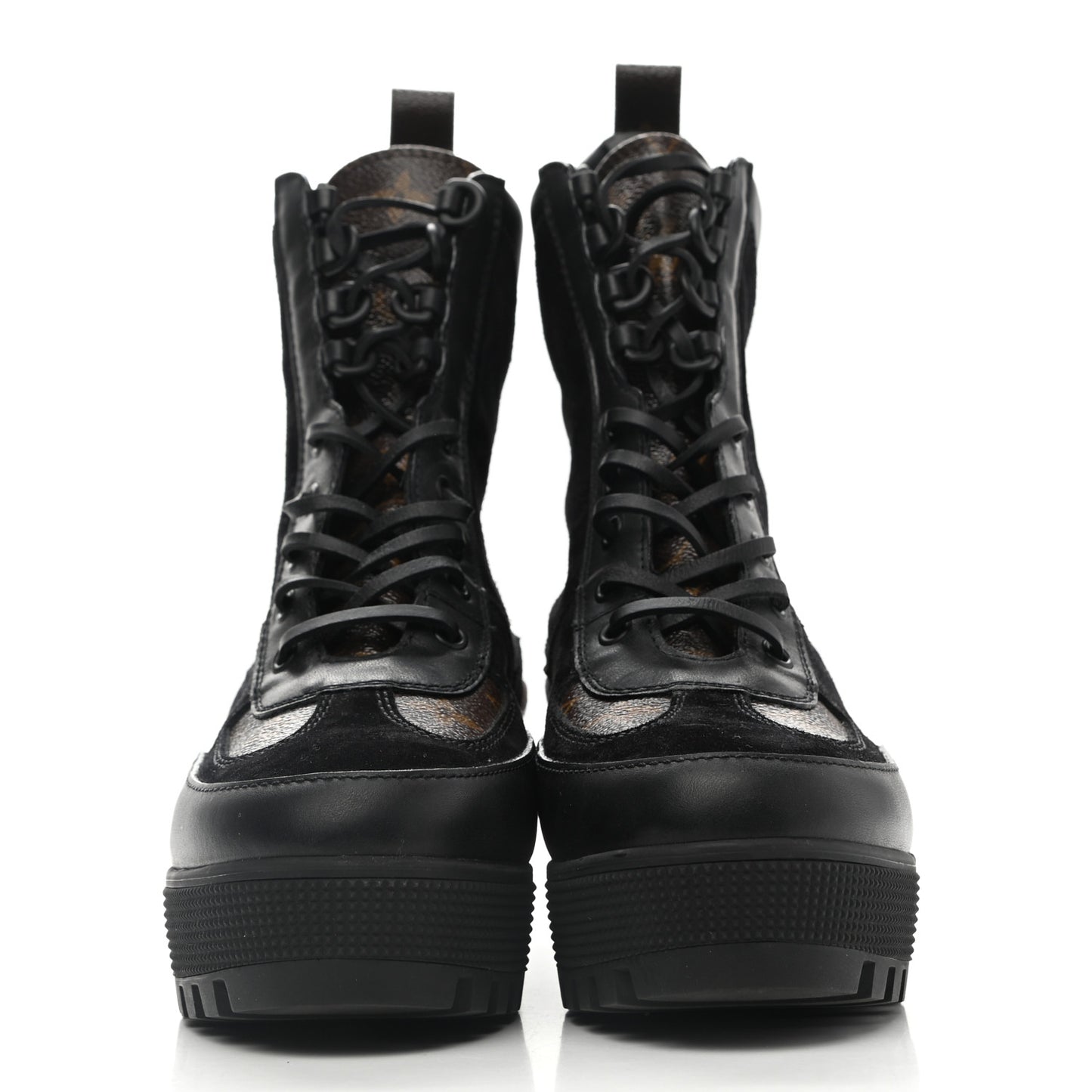 Suede Calfskin Monogram Laureate Platform Desert Boots 39 Black