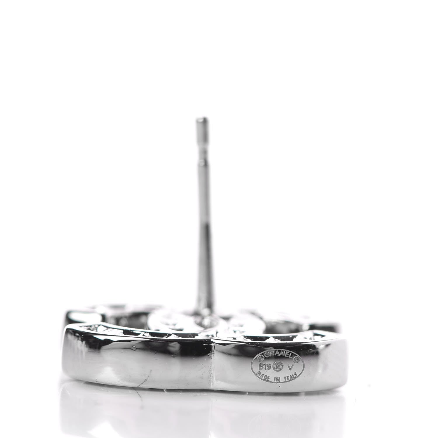 Chanel Crystal Timeless CC Earrings Silver 4 of 5