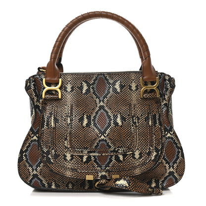Chloe Snakeskin Embossed Calfskin Medium Marcie Satchel Brown Multicolor 1 of 10