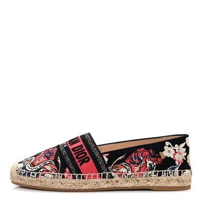 Christian Dior Canvas Embroidered Pop Granville Espadrille 40.5 Black Multicolor 1 of 13