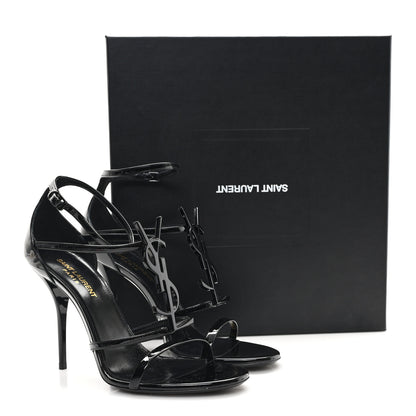Saint Laurent Patent Cassandra 100 Sandals 38.5 Black 10 of 10