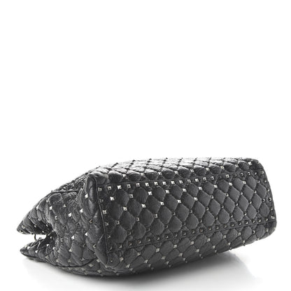 Valentino Garavani Craquele Nappa Rockstud Spike Shoulder Tote Black 4 of 9