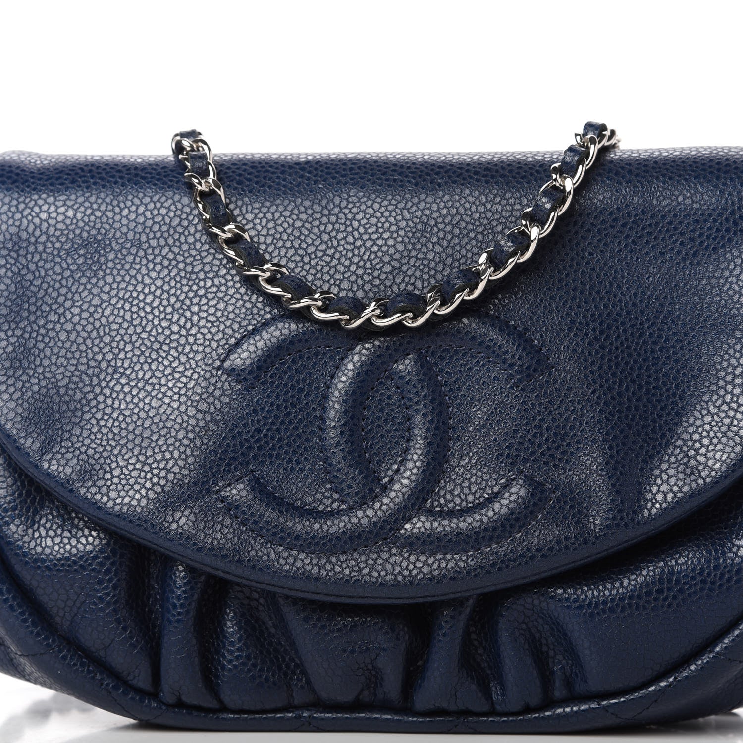 Chanel Caviar Half Moon Wallet On Chain WOC Navy 11 of 11