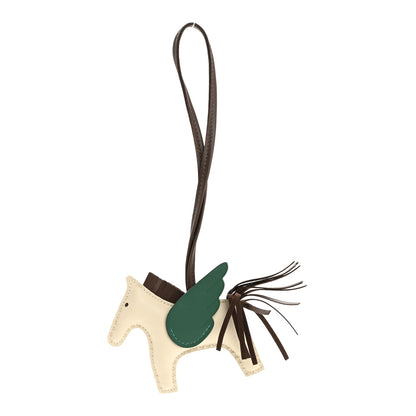Hermes Milo Lambskin Grigri Rodeo Pegase Horse Bag Charm PM Craie Chocolate Vert Moyen 1 of 5