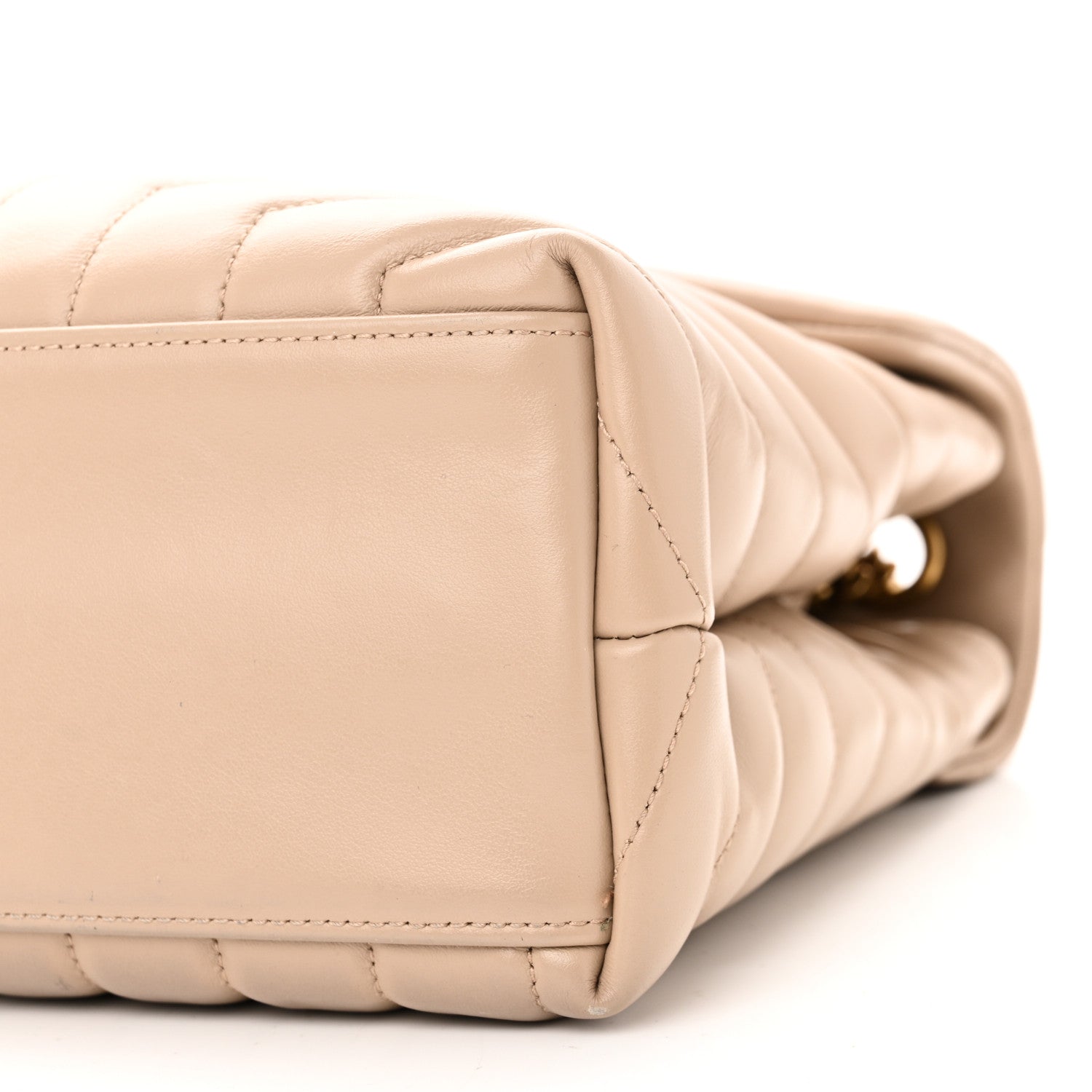 Saint Laurent Calfskin Y Quilted Monogram Medium Loulou Chain Satchel Dark Beige 9 of 9