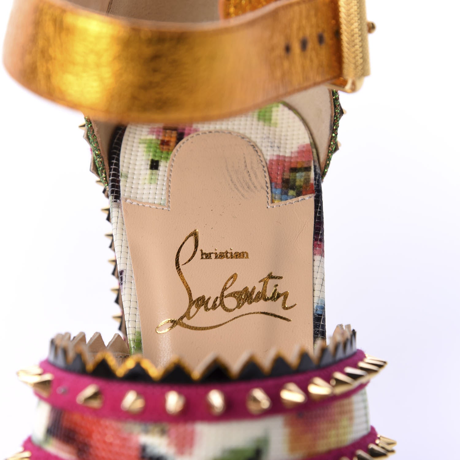 Christian Louboutin Metallic Glitter Spiked Montezumina 85 Sandals 37 Multicolor 7 of 8