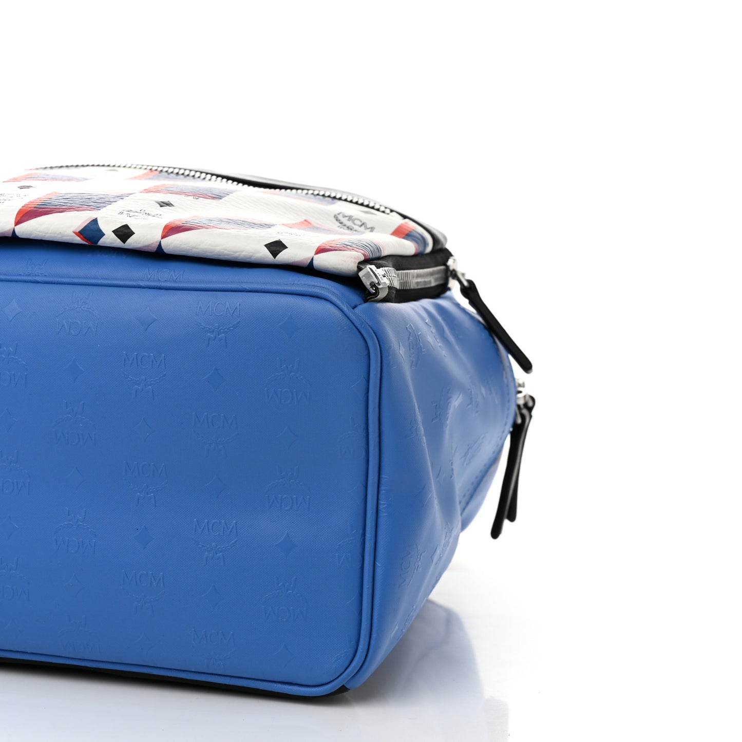 Calfskin Visetos Diamond Print Backpack Blue