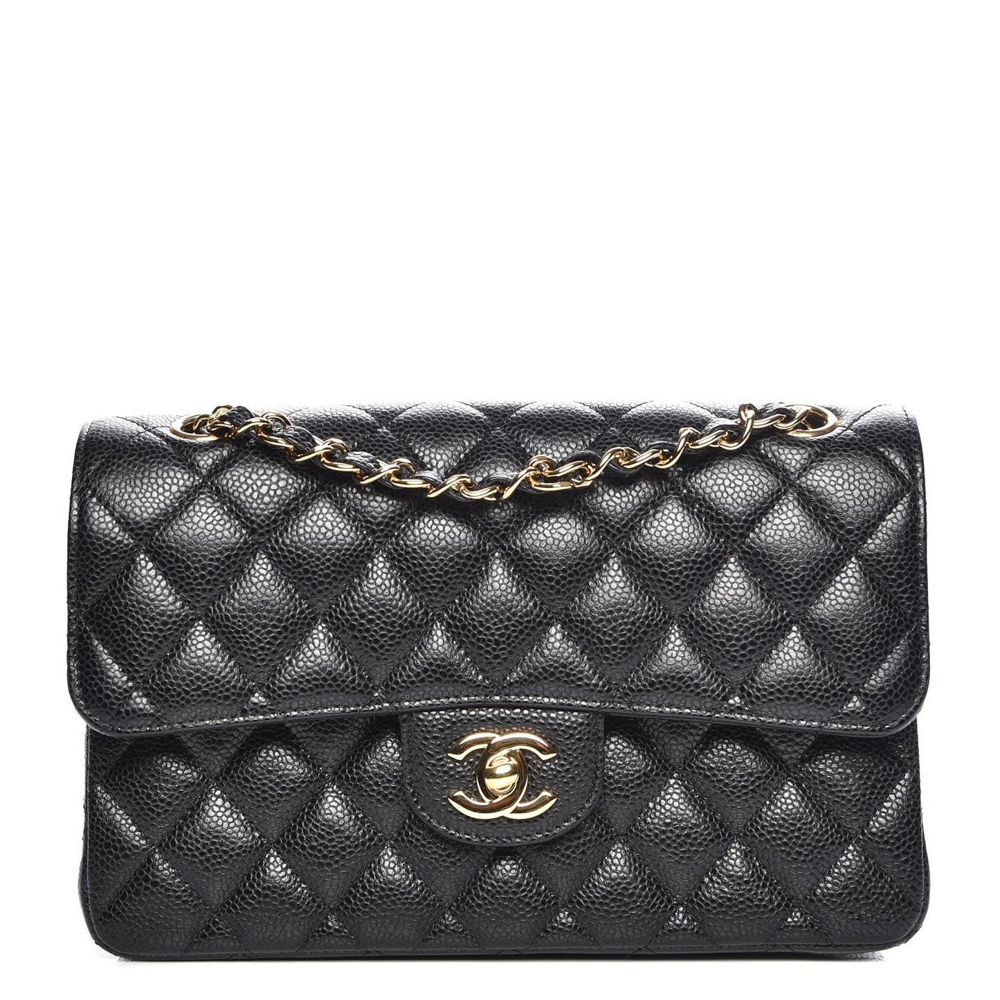 Caviar Quilted Small Double Flap Black