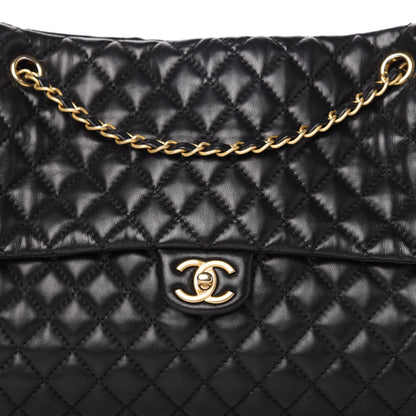Chanel Lambskin Quilted Large Fluffy CC Shopping Tote Black 10 of 10