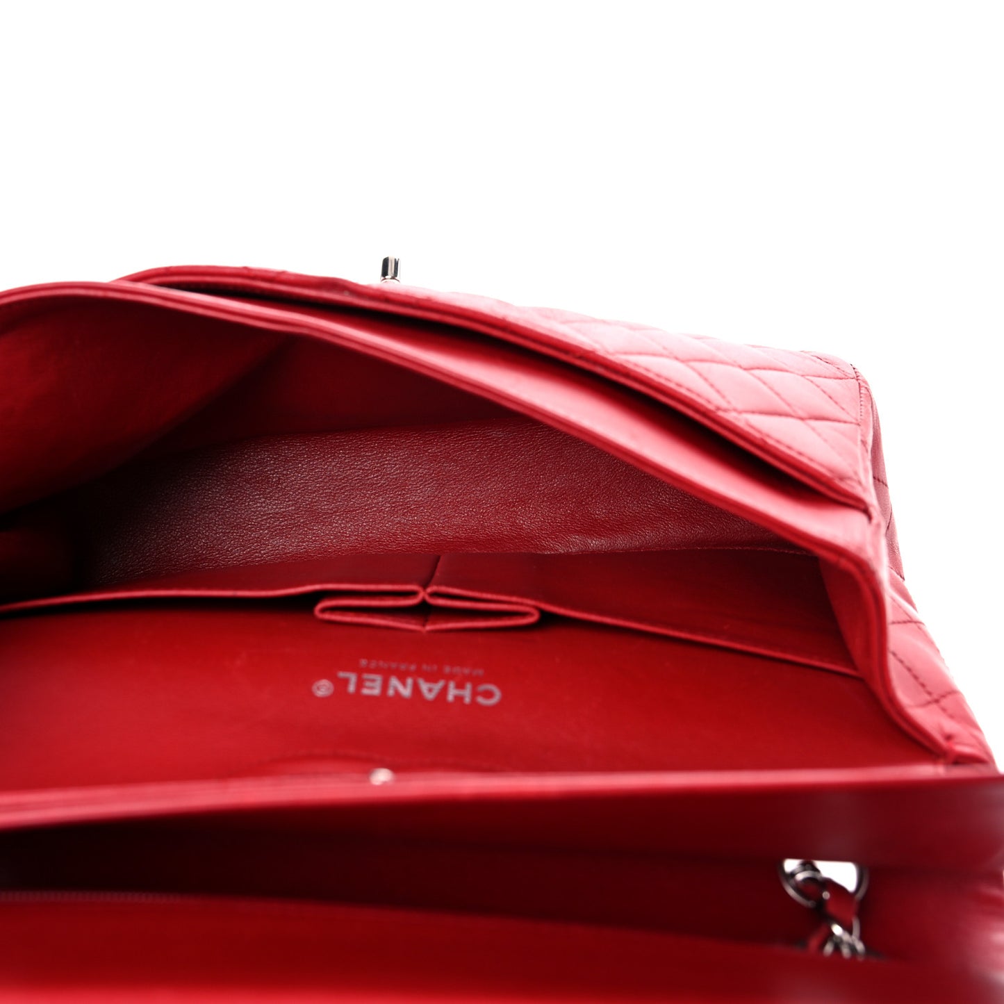 Lambskin Quilted Medium Double Flap Red