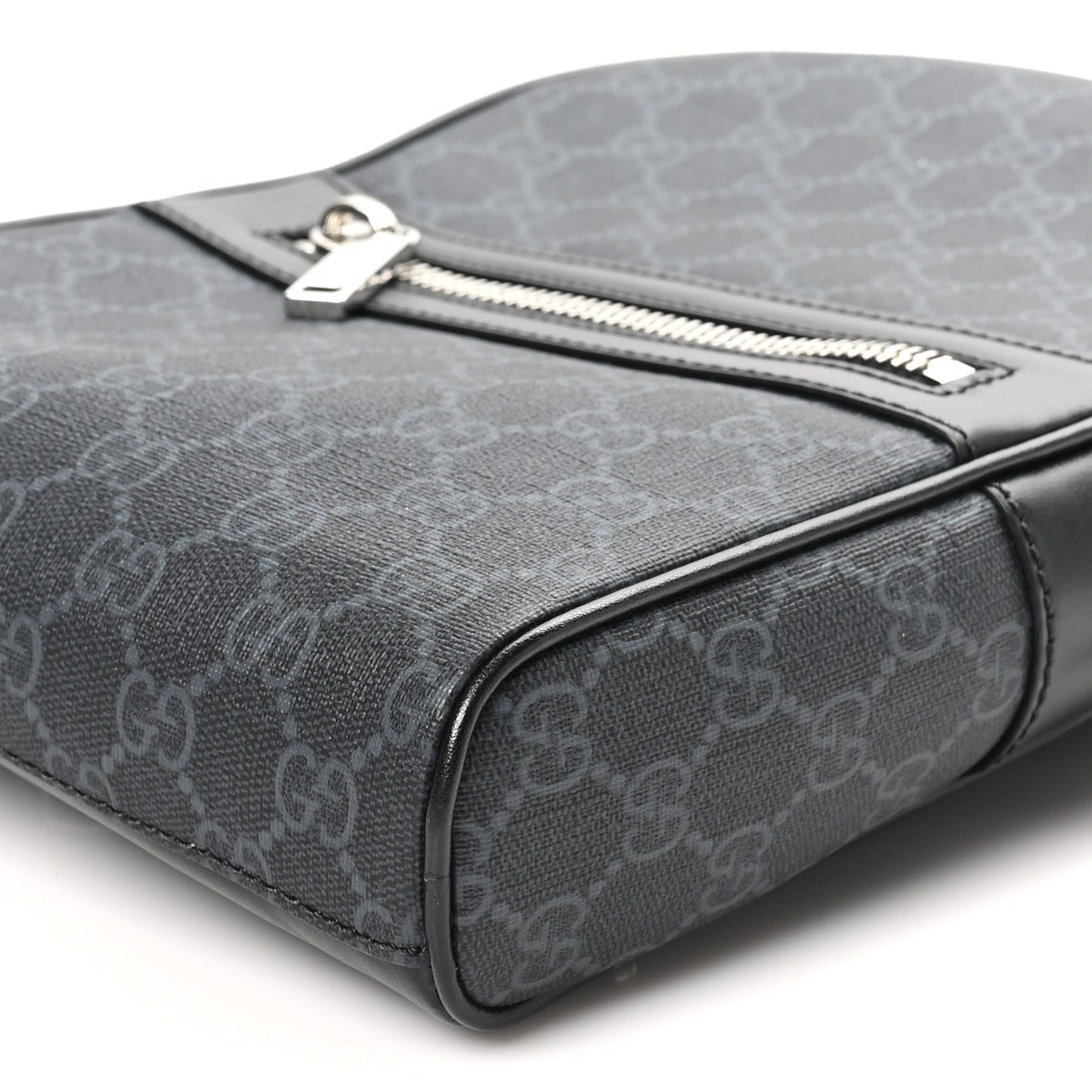 GG Supreme Monogram Calfskin Web Sling Backpack Black Grey