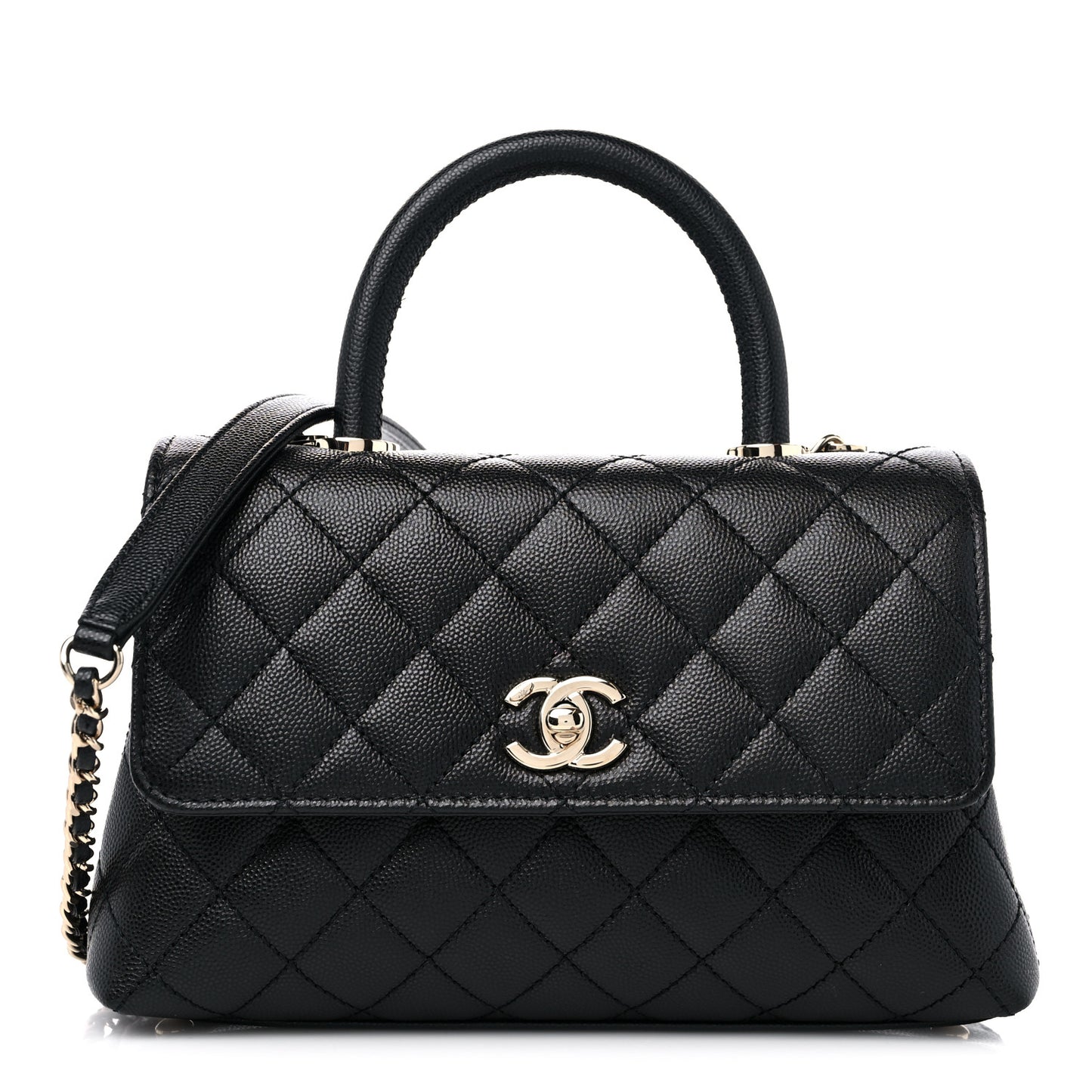 Caviar Quilted Mini Coco Handle Flap Black