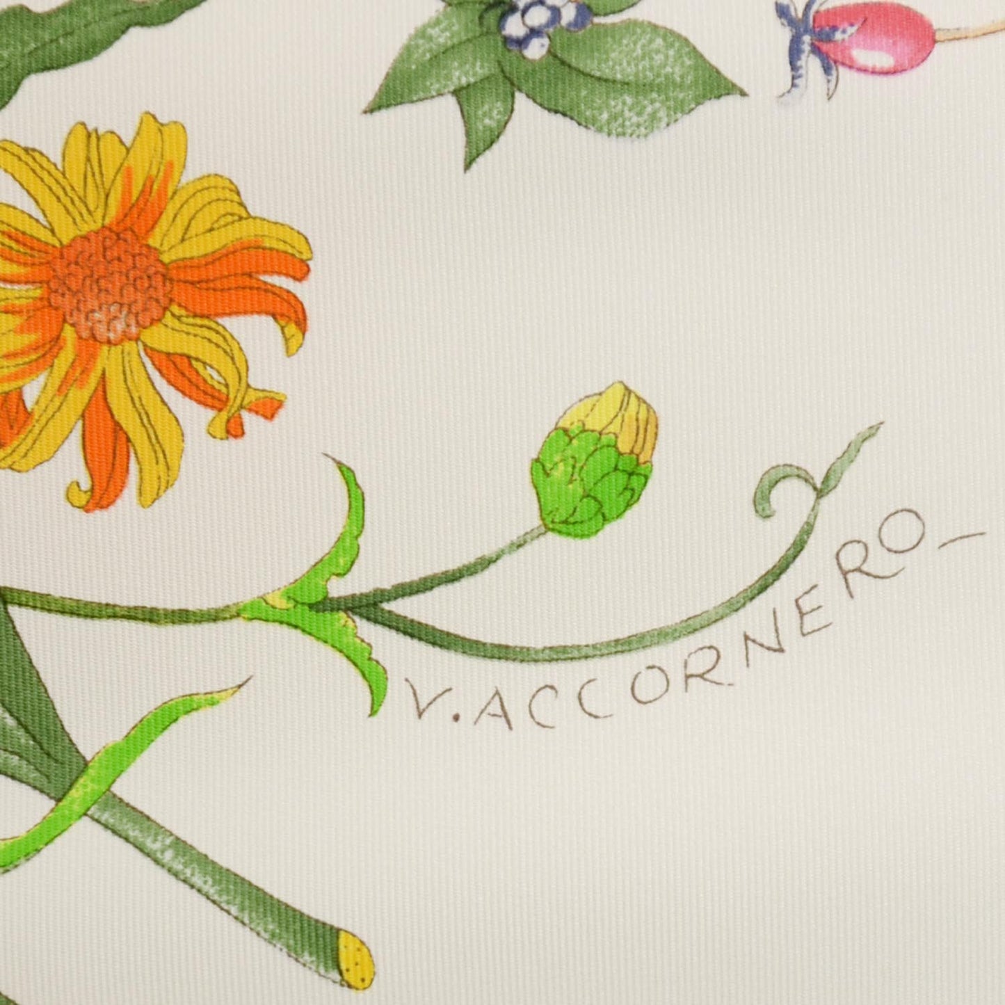 Silk Twill Flora Square Scarf White