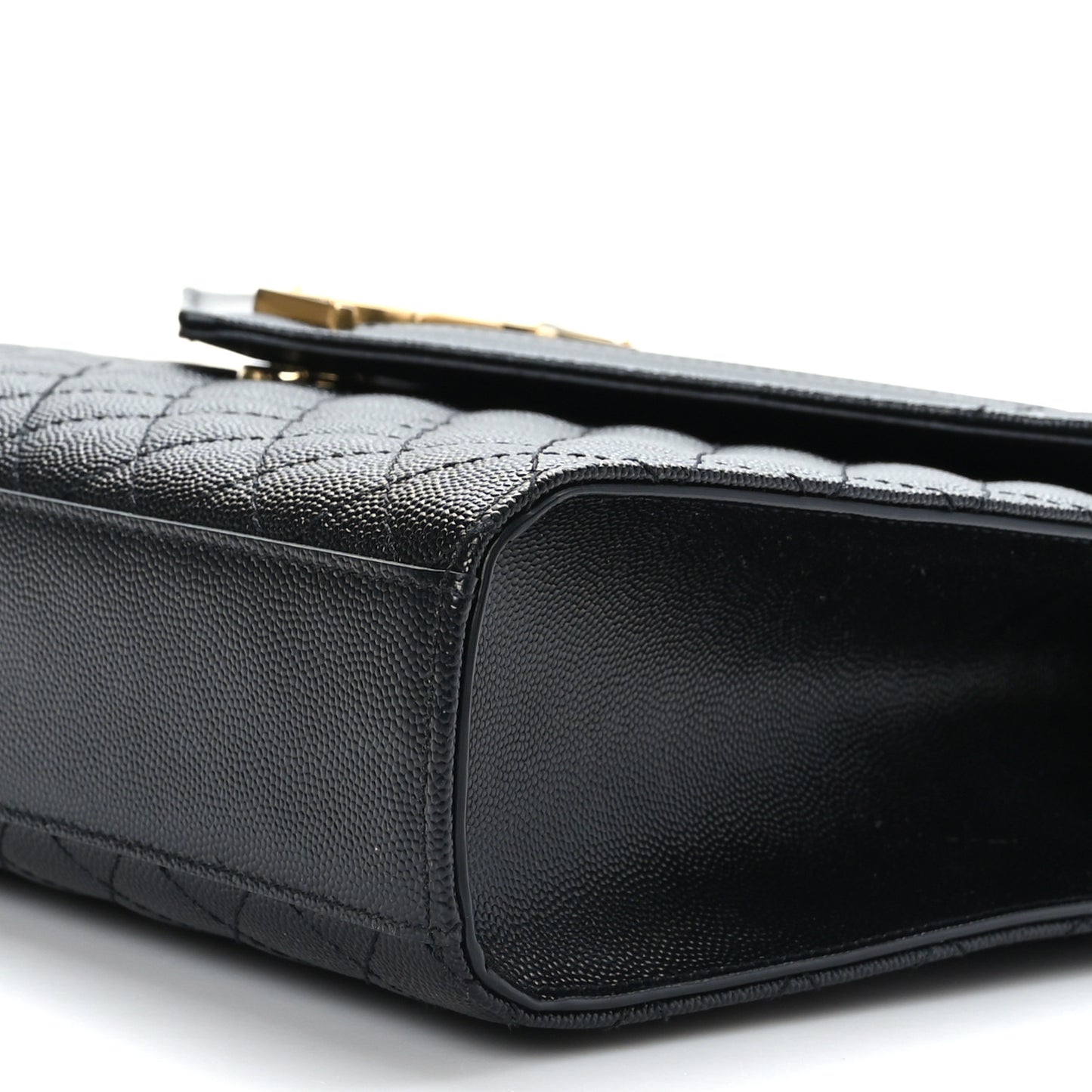 Grain De Poudre Textured Mixed Matelasse Large Triquilt Monogram Satchel Black