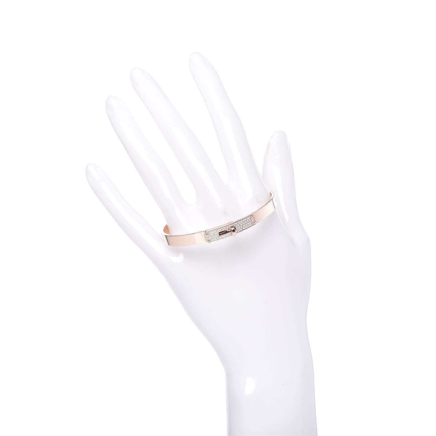Hermes 18K Rose Gold Diamond PM Kelly Pave Bracelet SH 2 of 6