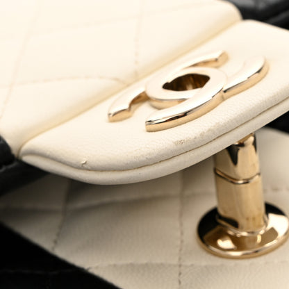 Chanel Lambskin Quilted Medium Double Flap Black White 10 of 10
