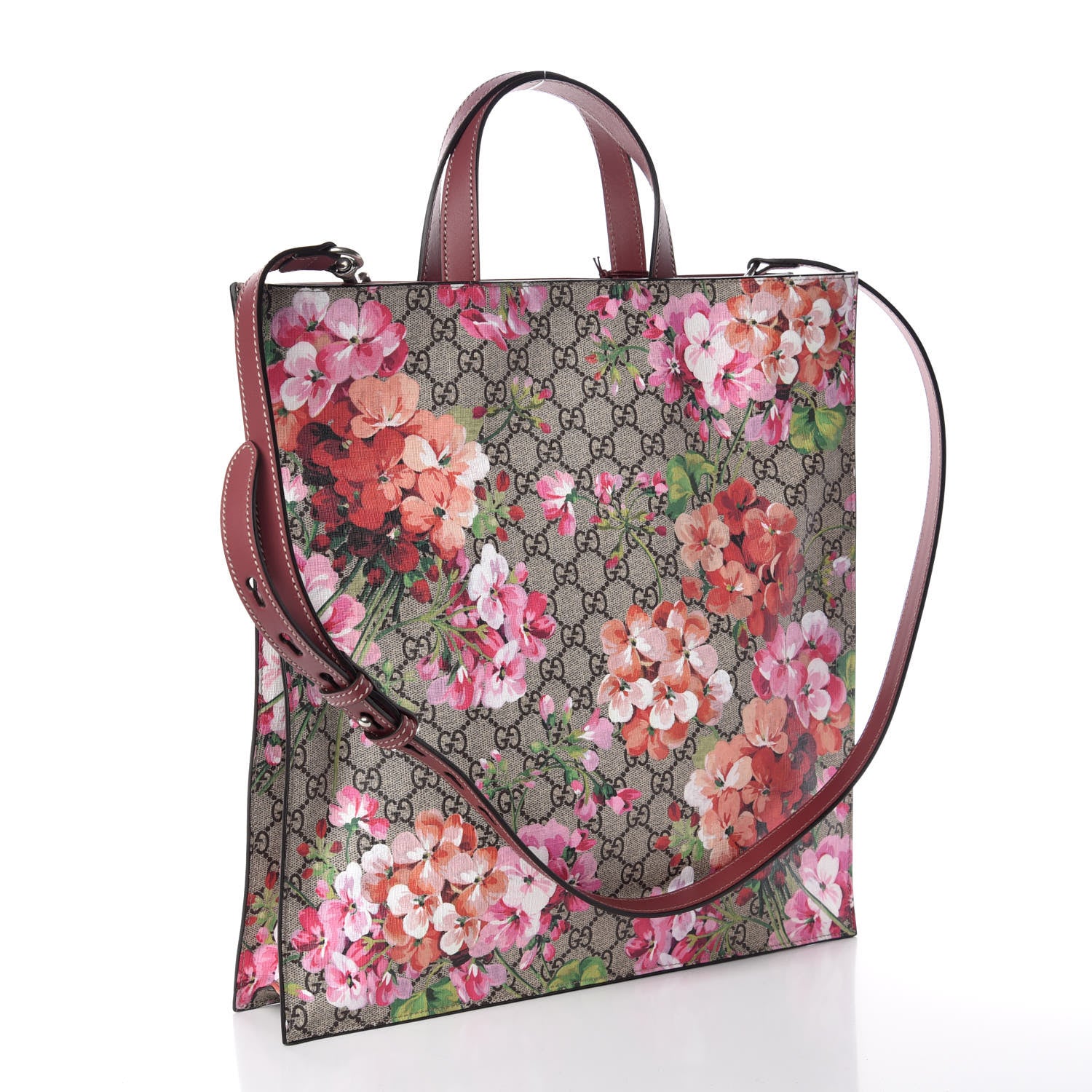 Gucci Soft GG Supreme Monogram Blooms Vertical Tote Beige Multicolor Dry Rose 4 of 10