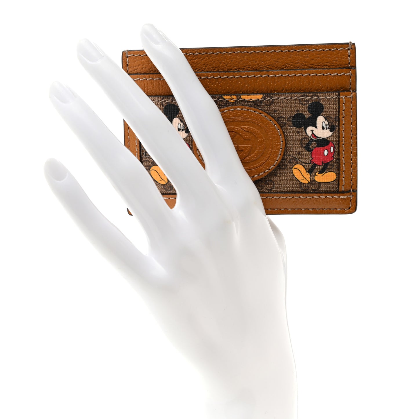 X DISNEY Mini Vintage GG Supreme Monogram Mickey Mouse Card Holder Beige Vintage Sun Oil