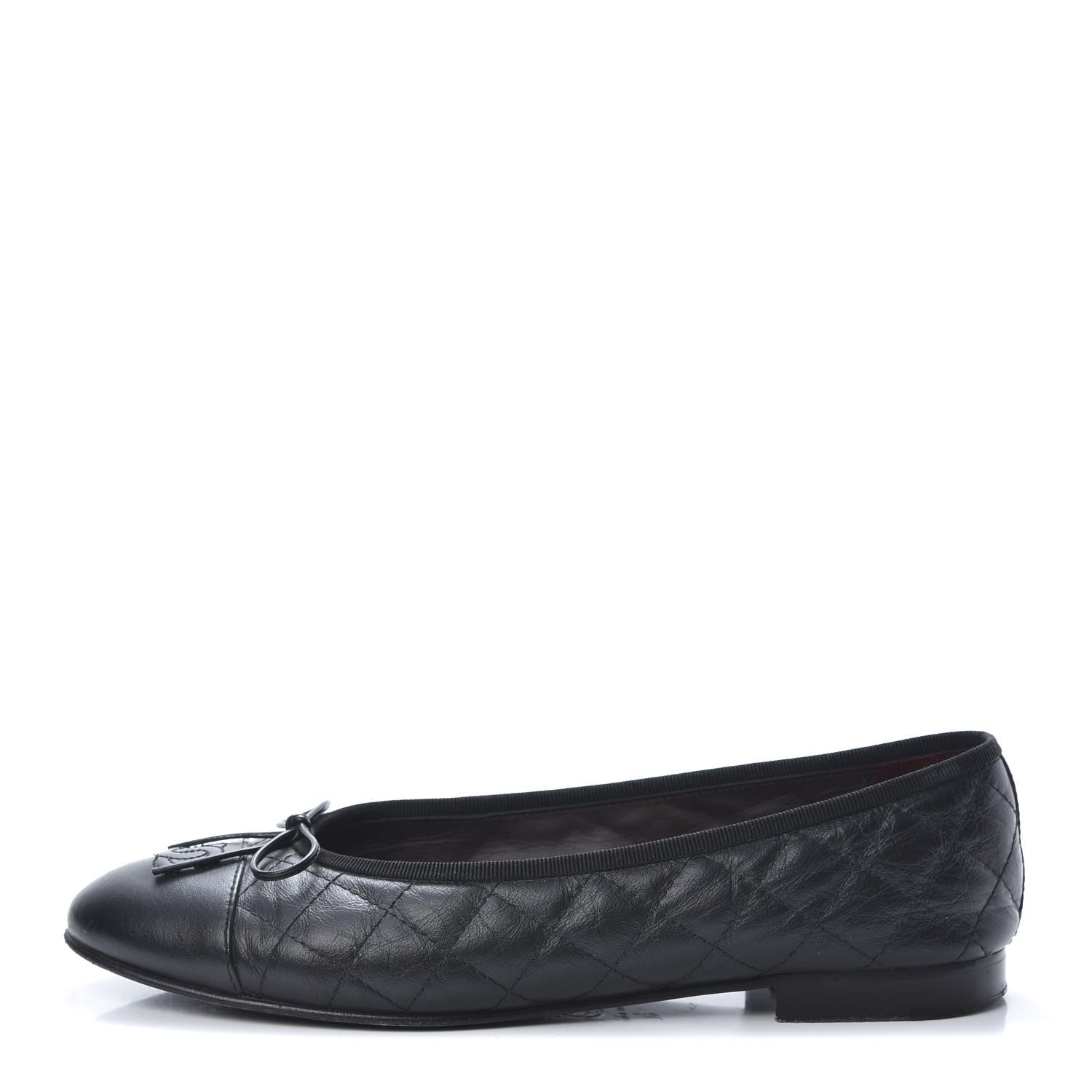 Chanel Aged Calfskin Quilted CC Cap Toe Ballerina Flats 40 Black 1 of 12