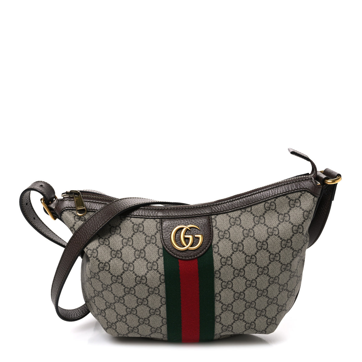 Gucci GG Supreme Monogram Web Small Ophidia Half Moon Hobo Brown 1 of 10