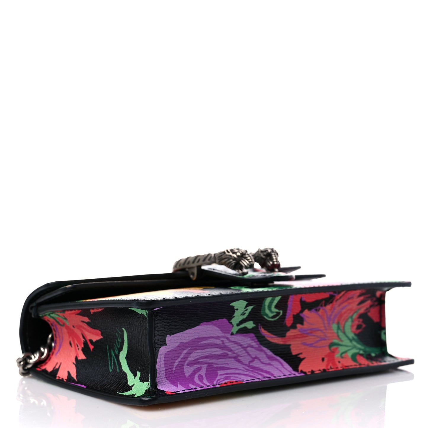 X KEN SCOTT New Shangai Calfskin Jenny Floral Print Super Mini Dionysus Shoulder Bag Black Pink