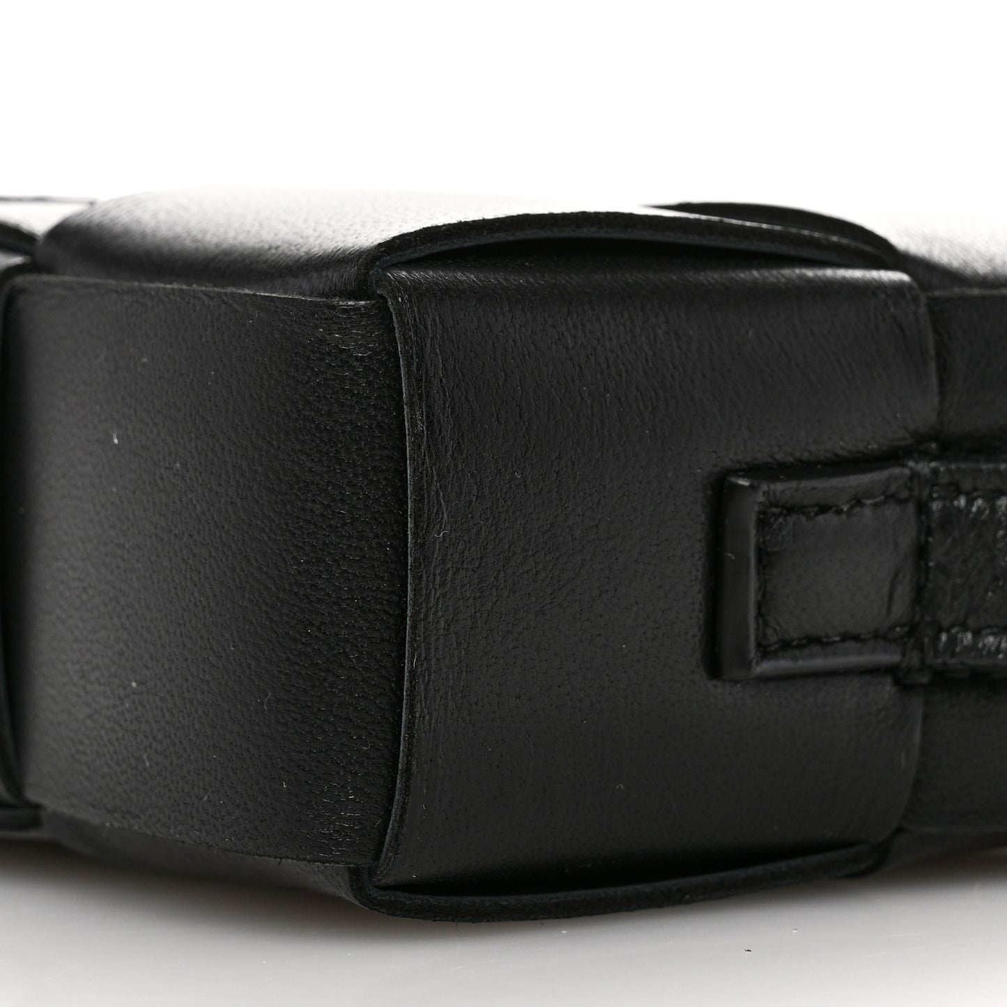 Lambskin Maxi Intreccio Cassette Phone Pouch Crossbody Bag Black