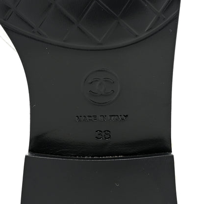 Chanel Shiny Goatskin Mary Jane Flats 38 White Black 7 of 11