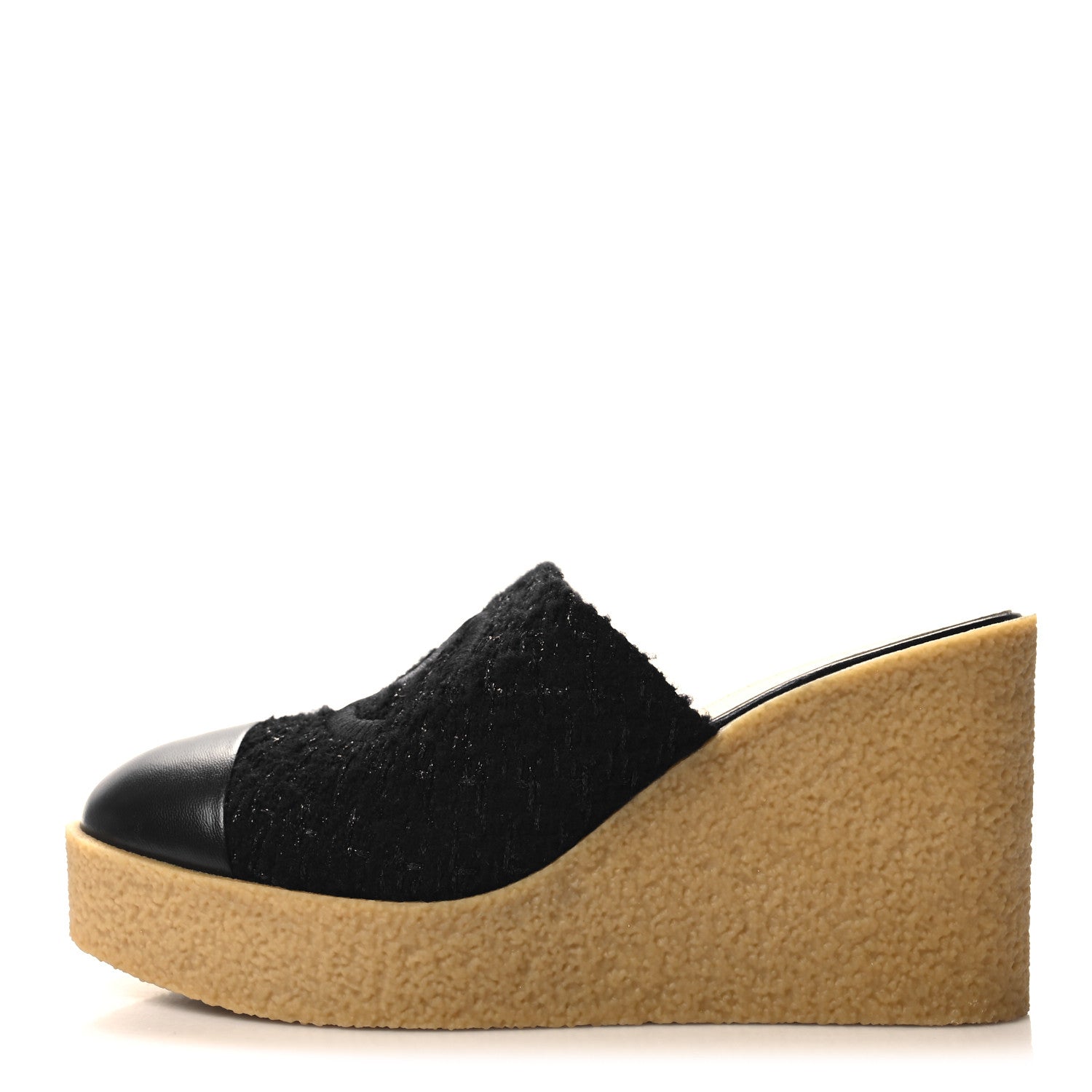 Chanel Iridescent Wool Tweed Lambskin CC Mules 41 Black 1 of 9