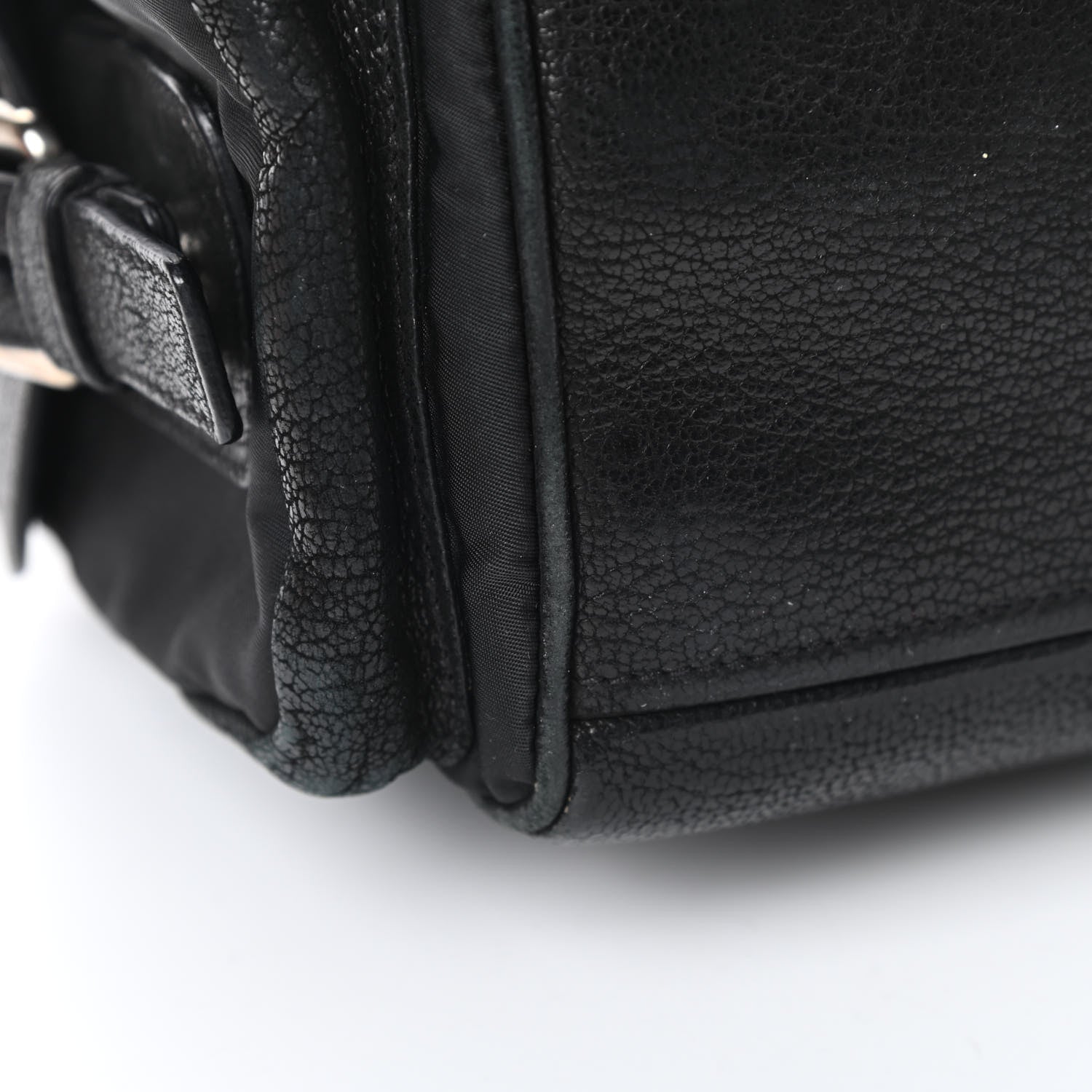 Prada Tessuto Nylon Calfskin Shoulder Bag Black 13 of 15