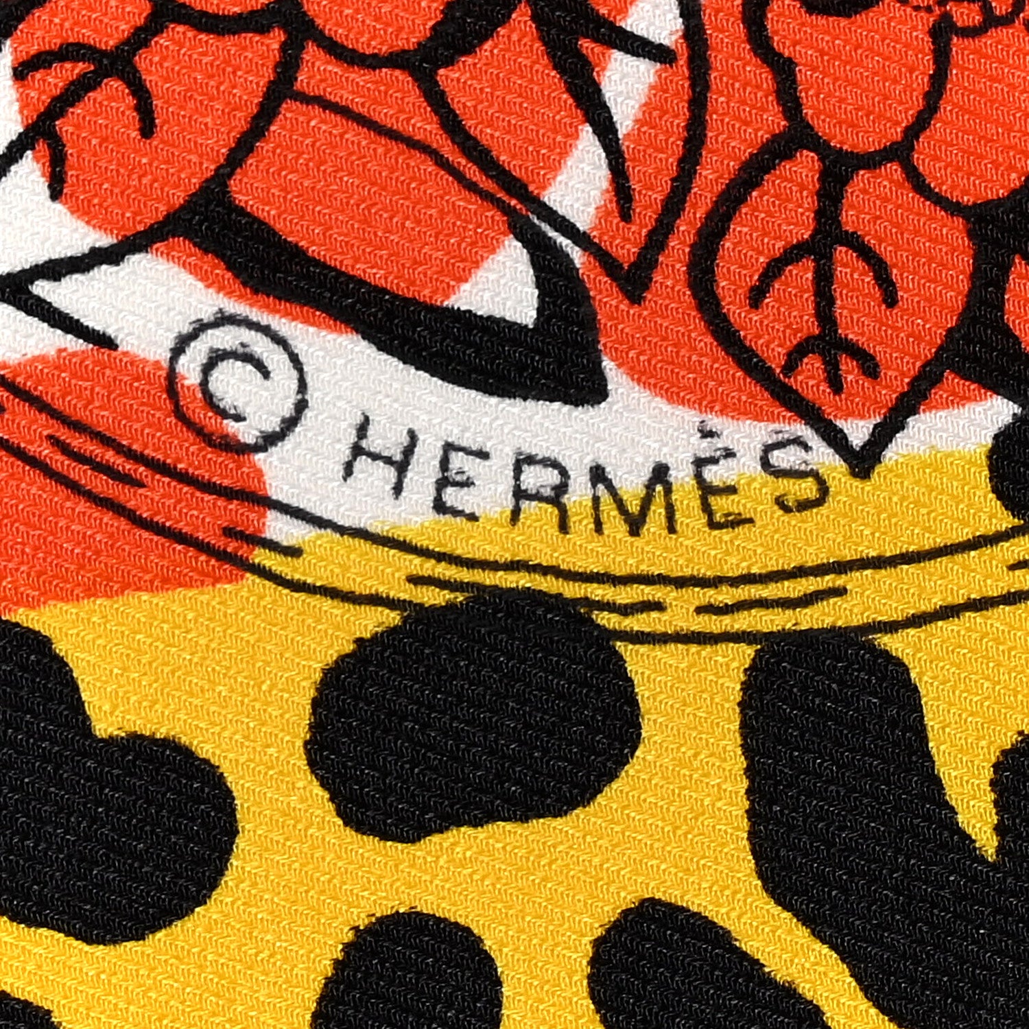 HERMÈS エスニック柄 シルクスカーフ Hermes Silk Vintage Jungle Love au Tampon Scarf 70 Rouge Cyclamen