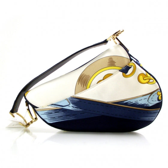 Christian Dior Silk Saddle Bag Blue 4 of 9