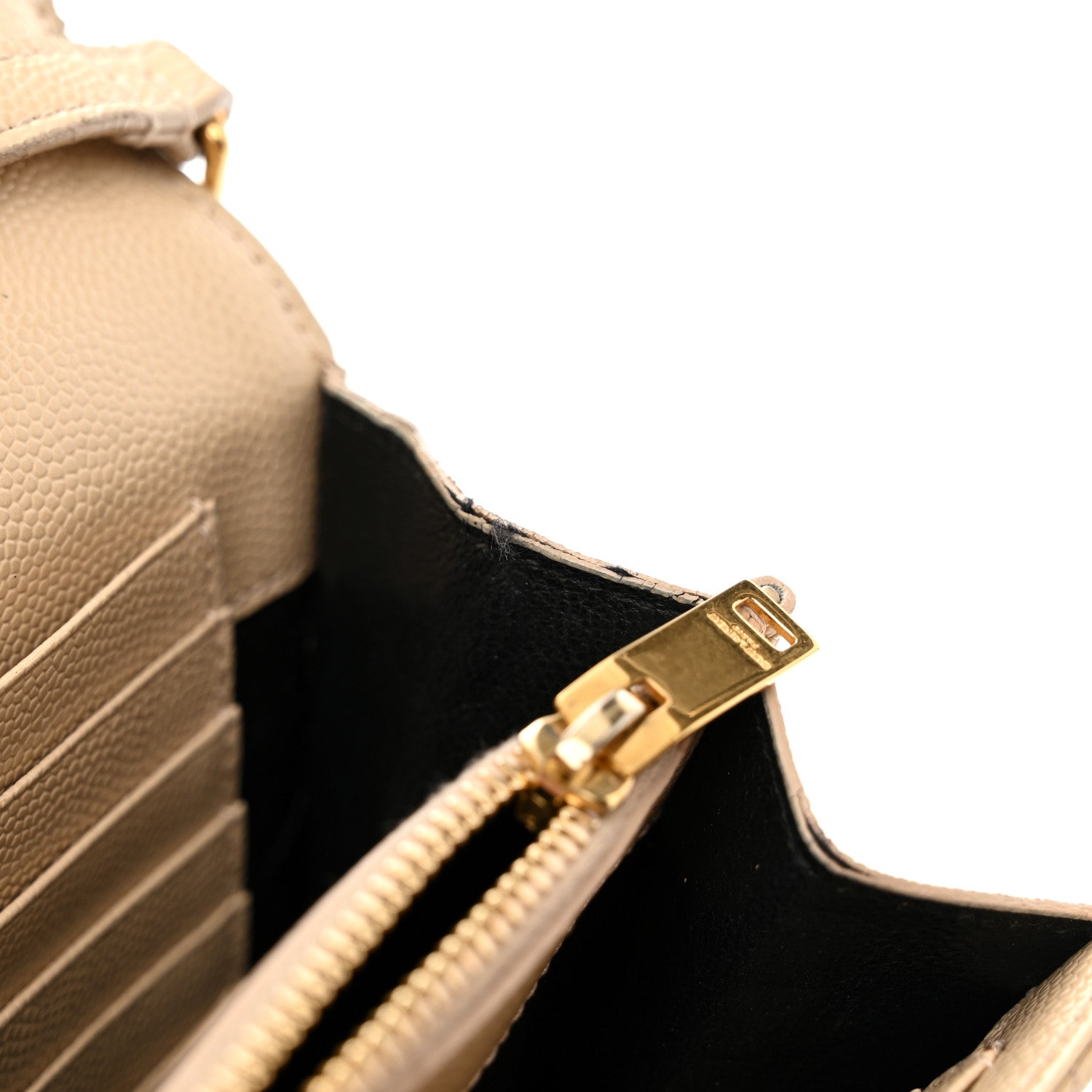 Saint Laurent Grain De Poudre Matelasse Chevron Monogram Chain Wallet Nude Powder 11 of 19