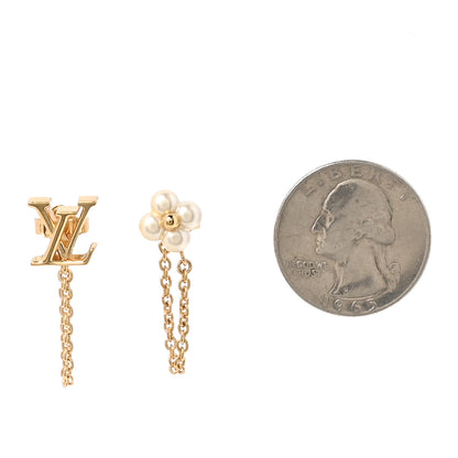 Louis Vuitton Metal Pearl Floragram Earrings Set of 3 2 of 5