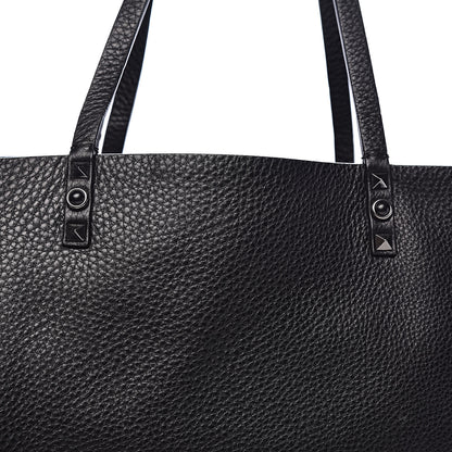 Valentino Garavani Stampa Alce Calfskin Medium Guitar Strap Rockstud Rolling Reversible Tote Black 18 of 19