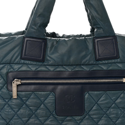 Chanel Nylon Quilted Large Coco Cocoon Tote Blue 8 of 13