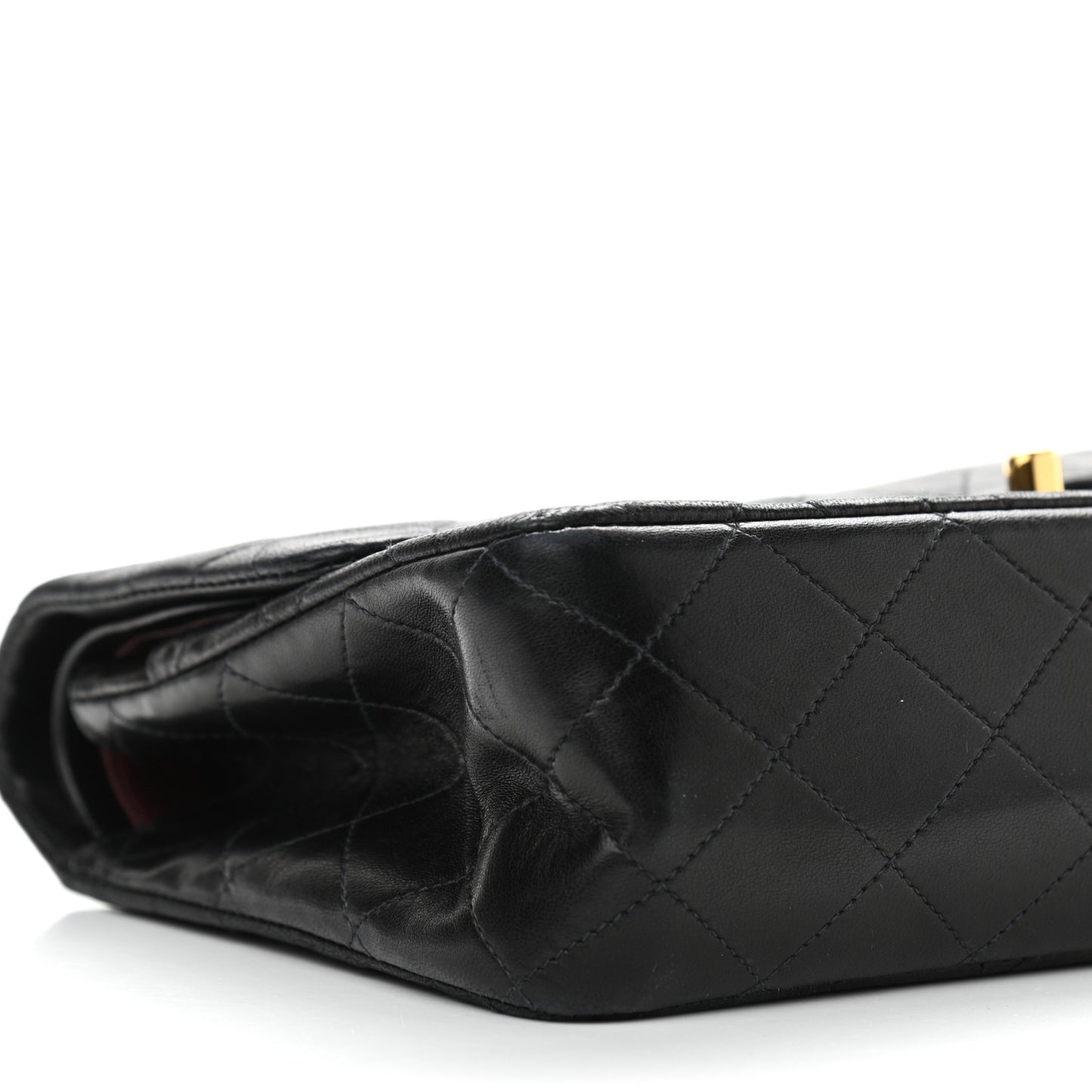 Lambskin Quilted Medium Double Flap Black