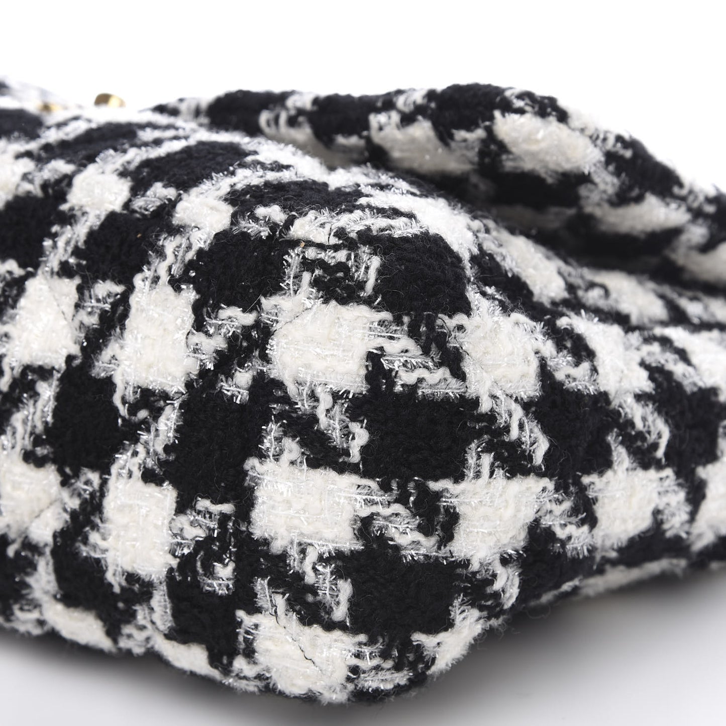 Tweed Quilted Maxi 19 Flap Black Ecru White